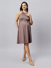 TUMMY- Organic cotton polka dots Halter Cocktail & Party Dress