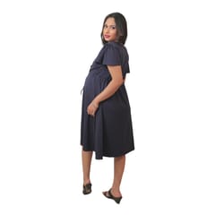 TUMMY-Organic cotton maternity dress with drawstring