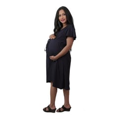 TUMMY-Organic cotton maternity dress with drawstring