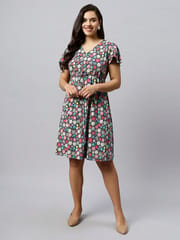 TUMMY-Multicolour organic cotton maternity dress with drawstring