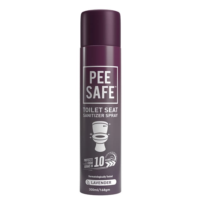 PEESAFE Toilet Seat Sanitizer Spray (300 ml) Washroom Pack (Lavender) | Reduces The Risk Of UTI & Other Infections | Protects From 99.9% Germs & Travel Friendly | Anti Odour, Deodorizer