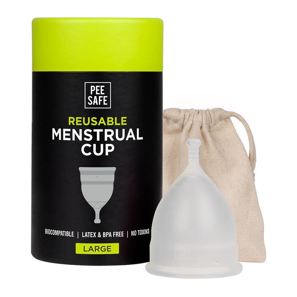 PEESAFE Reusable Menstrual Cup for Women | Large Size with Pouch|Ultra Soft, Odour and Rash Free|100% Medical Grade Silicone |No Leakage | Protection for Up to 8-10 Hours | US FDA Registered,Pack of 1