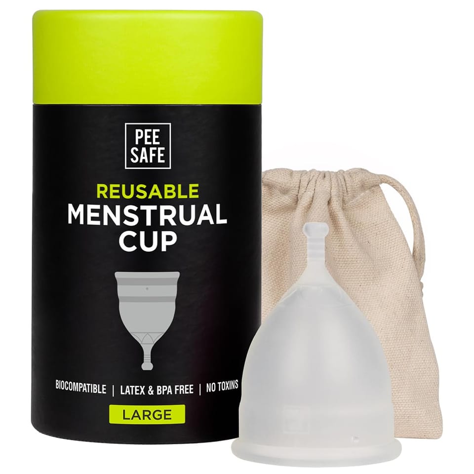 PEESAFE Menstrual Cups For Women | Large Size With Pouch And Menstrual Cup Wash 100ml Combo