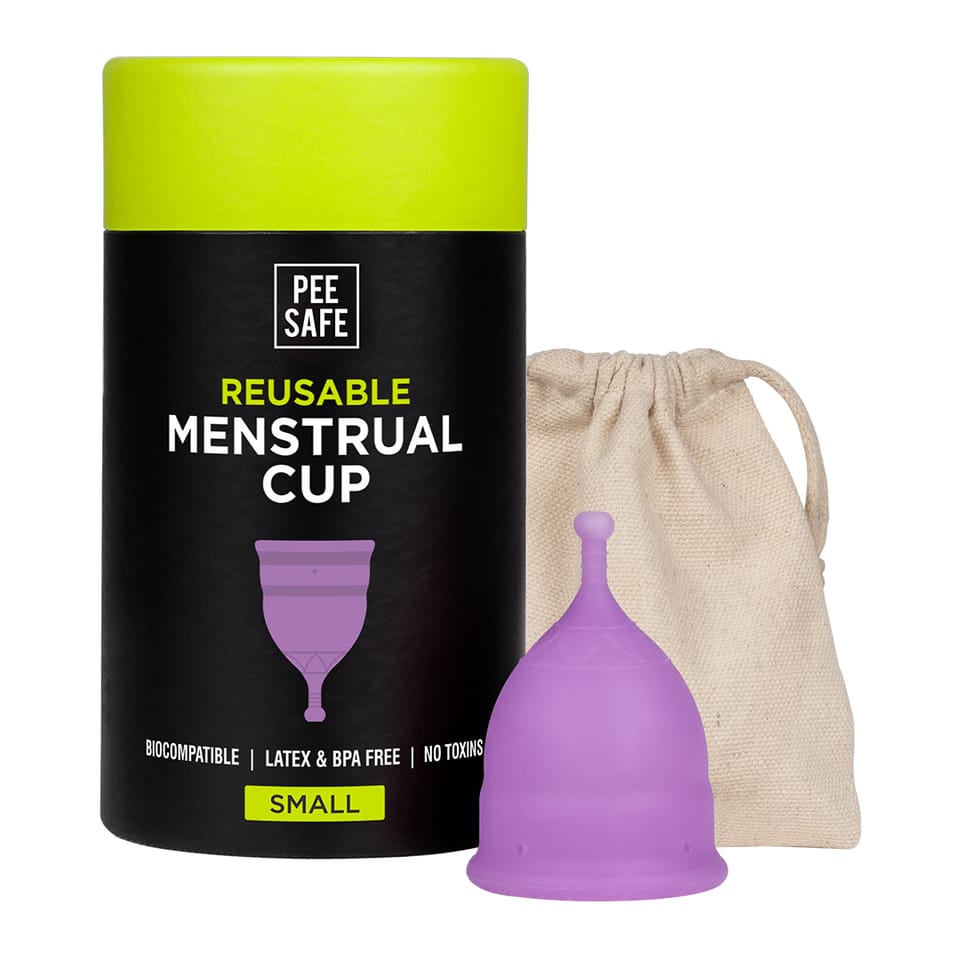 PEESAFE Reusable Menstrual Cup for Women - Small Size with Pouch|Ultra Soft, Odour and Rash Free|100% Medical Grade Silicone |No Leakage | Protection for Up to 8-10 Hours | US FDA Registered,Pack of 1