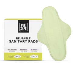 Pee Safe Reusable Sanitary Pads | Anti-Bacterial | Superb Absorbency | Lasts Up To 60 Washes | 3 Regular Pads + 1 Overnight Pad | Skin Friendly |� Comfortable & Easy TO Use | Pack of 4