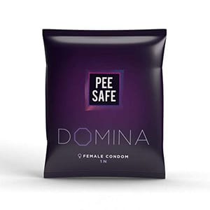 Pee Safe Domina Female Condom No Artificial Colour Dye Made with Natural Rubber Latex Lavender Fragrance With Biodegradable Disposable Bags, 12 count