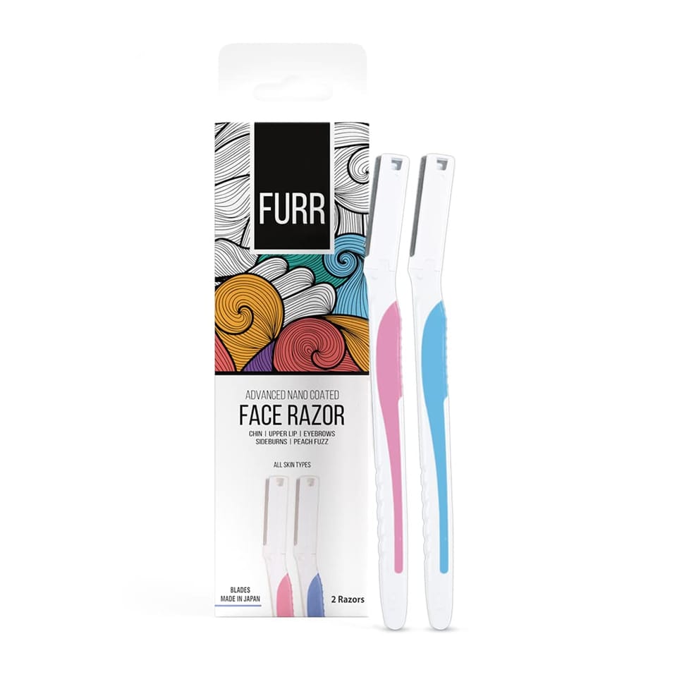 FURR Face Razor for Women | Razor For Eyebrows, Upper Lip, Forehead, Chin | Effortless Hair Removal Experience with Japanese Blade | Can Be Used Up to 5 Times | Pack of 2