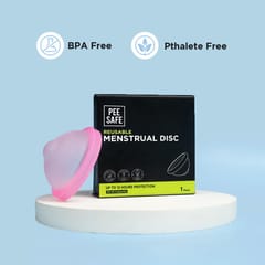 Pee Safe Reusable Menstrual Disc | 1 Reusable Menstrual Disc + 1 Spandex Storage Pouch | Capacity of 55 ml | Made of Medical Grade Silicone