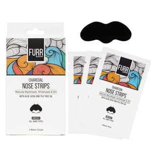 FURR Charcoal Blackhead Remover Nose Strips (Pack of 9) | Reduces Blackheads, Oil and Dirt | Aloevera and Tea Tree Infused