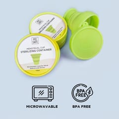 Pee Safe Menstrual Cup Sterilizer Container for Storage (Pack of 1N) | Medical Grade Collapsible Silicone Container | Microwaveable, Compact and Travel Friendly | Green Menstrual Cup Cleaner