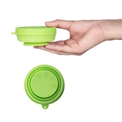 Pee Safe Menstrual Cup Sterilizer Container for Storage (Pack of 1N) | Medical Grade Collapsible Silicone Container | Microwaveable, Compact and Travel Friendly | Green Menstrual Cup Cleaner