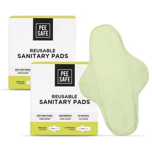 PEESAFE Reusable Sanitary Pads | Anti-Bacterial | Superb Absorbency | Lasts Up To 60 Washes | 6 Regular+2 Overnight Pad | Skin Friendly | Comfortable & Easy TO Use | Pack of 8