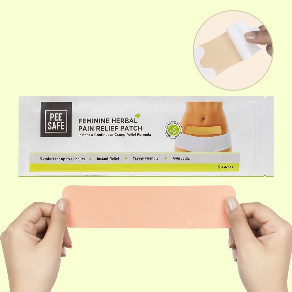 Pee safe Feminine Herbal Pain Relief Patches (Pack of 10) | Natural Pain Relief Patches | No Side Effects | Sleek Design | Comfort for Upto 12 Hours