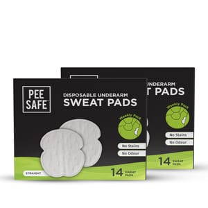 PEESAFE Sweat Pads for underarm Women & Men - Straight | Peel-off | Prevents Stains, Absorbs Sweat & Unpleasant Odour | Pack Of 2