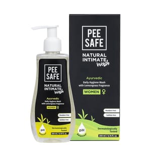 Pee Safe Intimate Wash For Women Natural Ayurvedic with Lemongrass Fragnance and 100% Alcohol-Free 200 ml 100% | pH Balanced | Sulfate Free