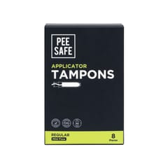 Pee Safe Applicator Tampons For Regular Flow 8 Pieces | Easy to use | Leak Proof | Ultra Soft & Comfortable | Highly Absorbent | BPA Free | FDA Approved
