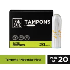 Pee Safe Viscose Tampons For Periods | Super Flow | Highly Absorbent | Ultra Soft | Rash Free | Stain Free Experience | Fragrance Free | FDA Approved | Pack Of 20