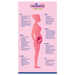 TRIMACARE™ 2 Advance Prenatal vitamins for Pregnancy | Folic Acid | DHA | Iron | Calcium Magnesium | Vitamin D | Omega-3 Fatty Acids |Second Trimester