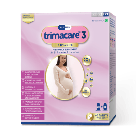 TRIMACARE™ 3 Advance Prenatal Multivitamin for Pregnancy | Folic Acid | Vitamin C | Vitamin D | Vitamin k | Calcium, Iron, Magnesium | Omega 3 Fatty Acid | Third Trimester