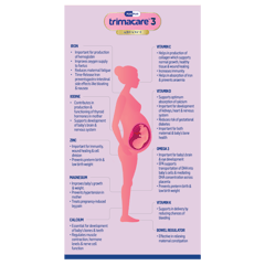 TRIMACARE™ 3 Advance Prenatal Multivitamin for Pregnancy | Folic Acid | Vitamin C | Vitamin D | Vitamin k | Calcium, Iron, Magnesium | Omega 3 Fatty Acid | Third Trimester